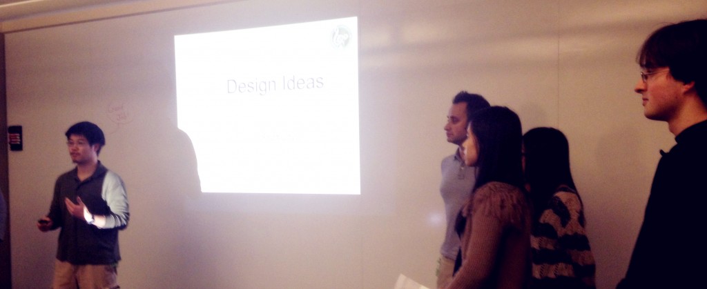 Albert presenting our pitch ideas to Jiyoung.