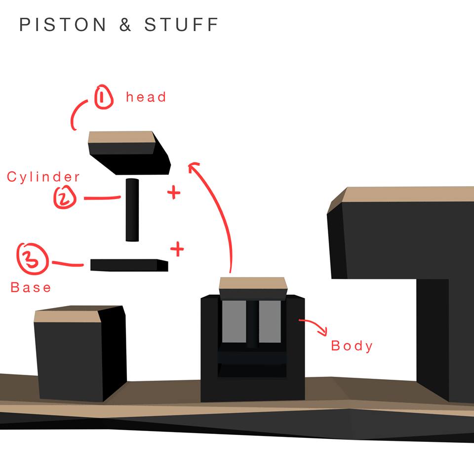 Early puzzle layout including a first pass at our "piston & stuff".