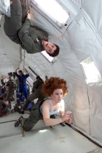 Pausch and colleague in zero gravity