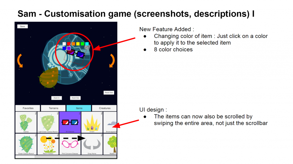 Sam's updates on the customisation game this week.