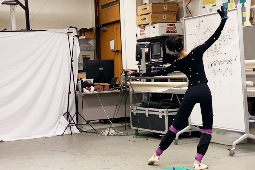 ETC Student Nina Wang performs in the CMU Motion Capture Lab (Credit: “Flow” team)